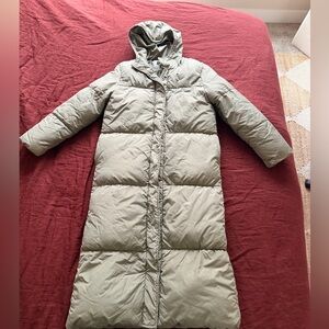 Women's Olive Puffer Coat with Hood